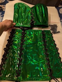 Lavish By Daisy Corsets Small Green Holo Bustier And Skirt Set NWT