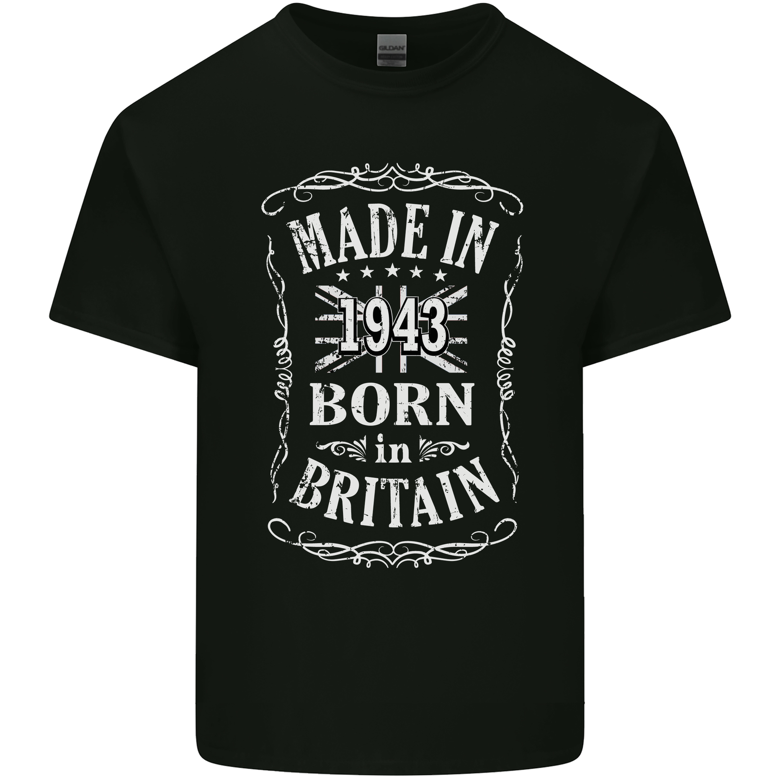 Born In Britain 80th Birthday Made 1943 Mens Cotton T-Shirt Tee Top