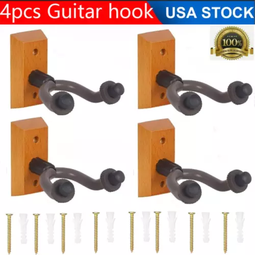 Heavy Duty 4PCS Guitar Hanger Stand Holder Hooks Display Wall Mount Fast Ship US