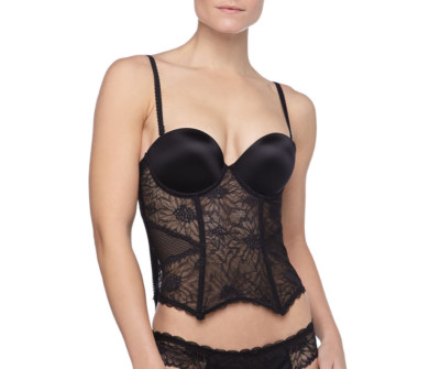 $210 Chantelle Opera Floral-Lace Corset in Black size 32B