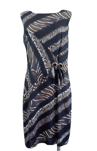 LIZ JORDAN Dress Womens Size 12 Sheath Animal Print Gold Loop Side Tie Mob Wife - Picture 9 of 17