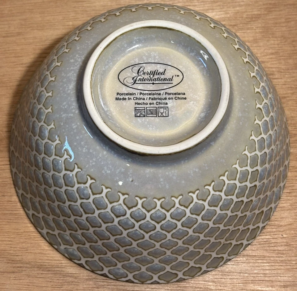 Tazón multiusos internacional certificado patrón de panal color gris azul Foto 4 de 4