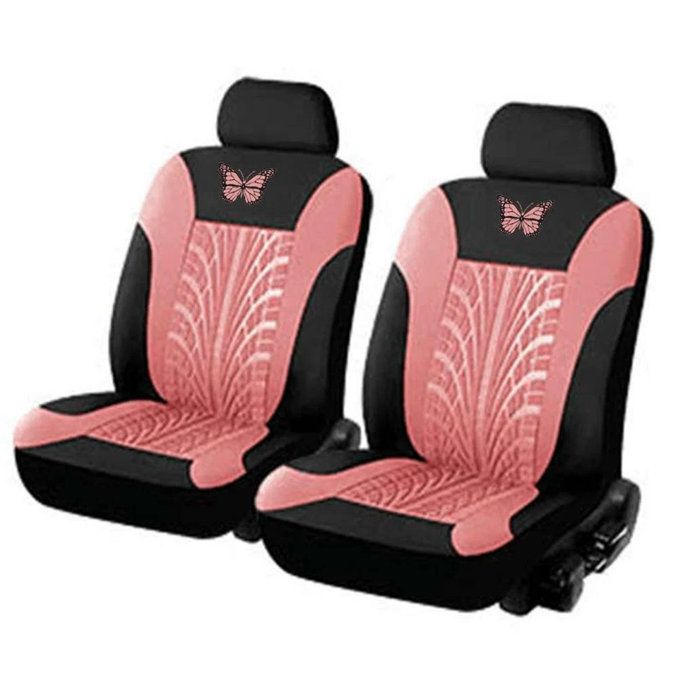 Juego completo de 9 fundas de asiento de coche delanteras traseras para auto SUV camión rosa  Foto 4 de 4