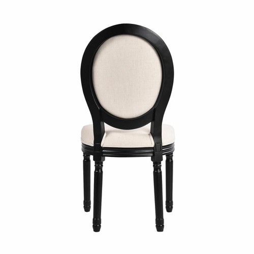 Set of 2 French Provincial Louis XV Style Upholstered Dining Chair Oval Back - Picture 2 of 7