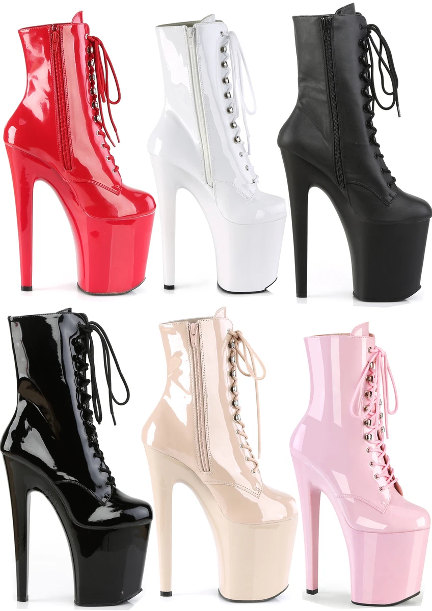 Super High 8 Inch Pole Dancer Lace up Close Toe Stiletto High heel