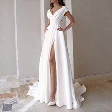 Women Evening Dress V Neck Cocktail Party Club Back Hollow Out Long Dresses