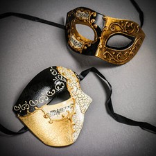 Gold Black Phantom Opera Musical Venetian Masquerade Halloween Couple Mask K42