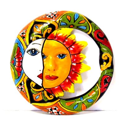 Talavera Mexican Sun & Moon Eclipse Wall Art 9''