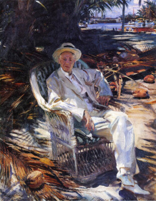 Oil painting old man portrait in landscape Charles-Deering-John-Singer-Sargent