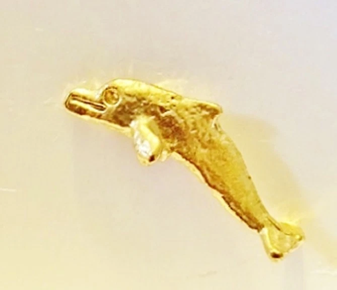 New Dolphin Tie Tac Lapel Goldtone Yellow Gold Plate Small Pin Men's Free Ship - Image 3 of 3