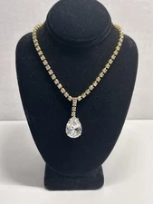 Vintage Signed Albert Weiss New York Rhinestone Choker Necklace Goldtone 