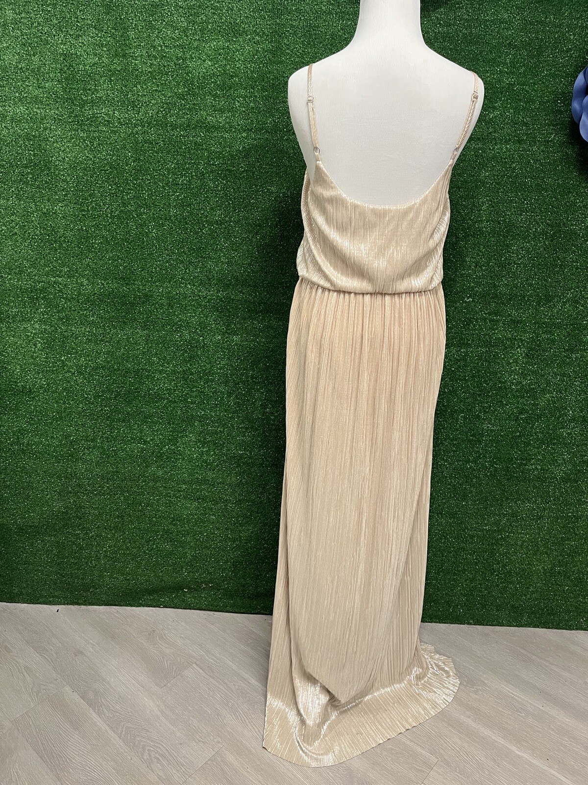 BCBGeneration gold long spaghetti strap dress siz… - image 6