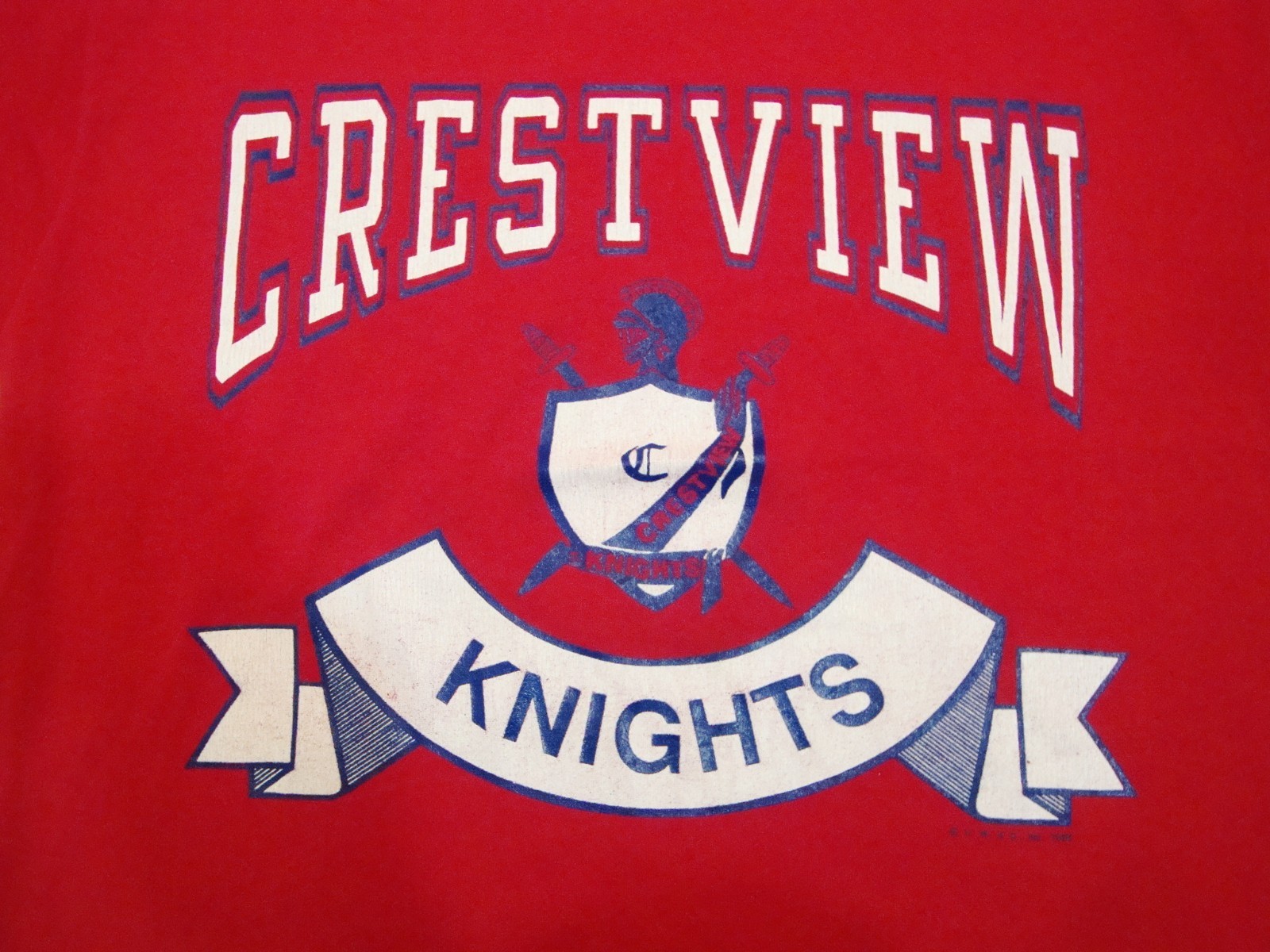 Vintage Crestview Knights Convoy Ohio High School 1988 80's Half T
