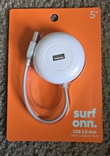 USB 2.0 Hub with 4 USB 2.0 Ports In One Connection 5" Cable Surf Onn New