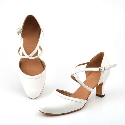 Scarpe da ballo bianche punta chiusa matrimonio sposa tacco personalizzato  donna | eBay