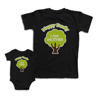 Mom and Baby Matching Outfits Happy Family I Am Mother Girl Tree Match Clothes