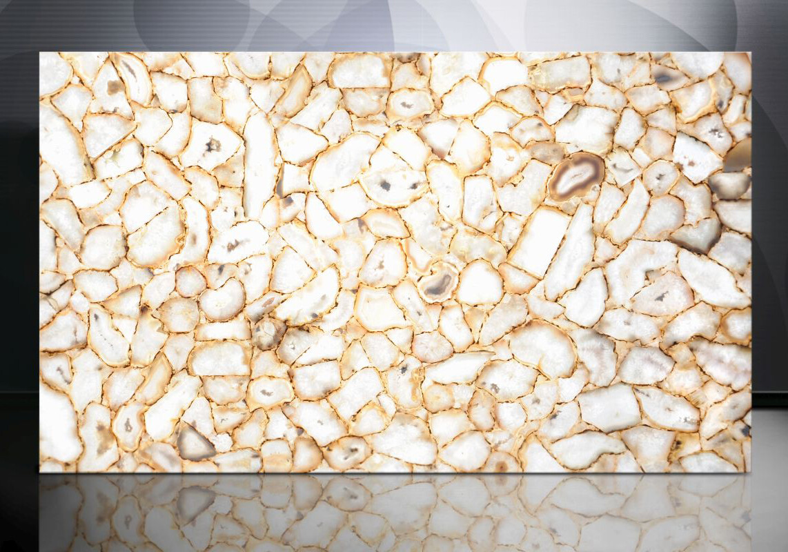 White Agate Dining Table Top, Agate Counter Slab Decor, Office Christmas Gifts