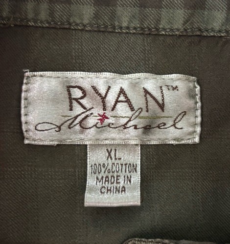 Vintage RYAN MICHAEL Womens XL Pearl Snap Western Shirt Green X-large EUC - Picture 4 of 9