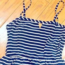 Sailor girl dress summer pinstripe coastal July patriotic beach smocked 10