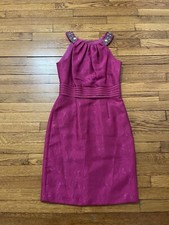 Tahari S Levine Pink Beaded Strap Cocktail Dinner Party Dress Women's Size 4