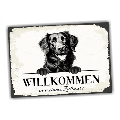 Hundeschild Willkommen Zuhause Flat Coated Retriever No.1 Dog Schild Spruch Türs