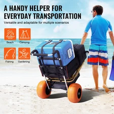 Beach Dolly with Big Wheels for Sand - 165LBS Capacity, Folding Sand Cart, Adjus