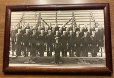 Vintage 1940s WW2 WWII US Navy Crew Real Photograph Framed 11.5  x 7 7/16  C20