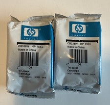 NIP Lot of 2 Genuine HP 75XL Tri-Color Ink Cartridges Sealed Foil