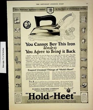 1924 Hold Heet Iron Russel Electric Company Appliances Vintage Print Ad 4077