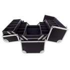 Hard Aluminium Black ToolBox Fishing Tackle Bait Box Fold out Trays Case Storage