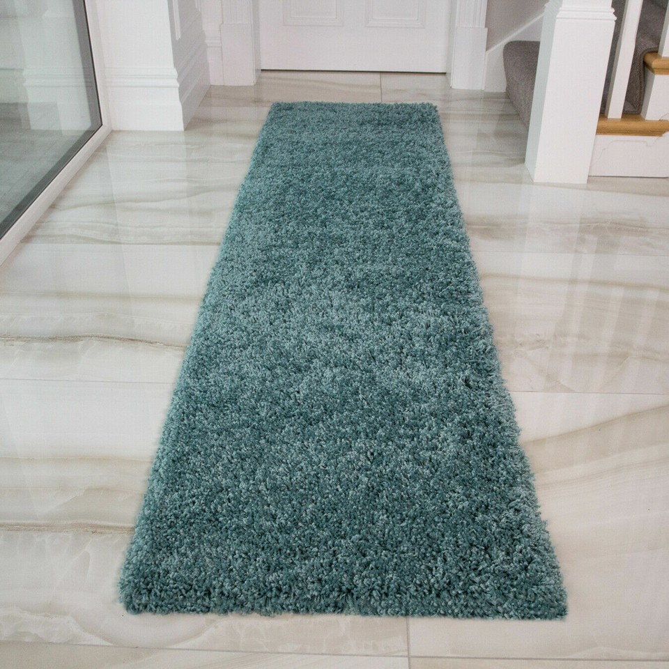 Duck Egg Shaggy Runner Rug Long Hallway Rugs Blue Carpet Runners