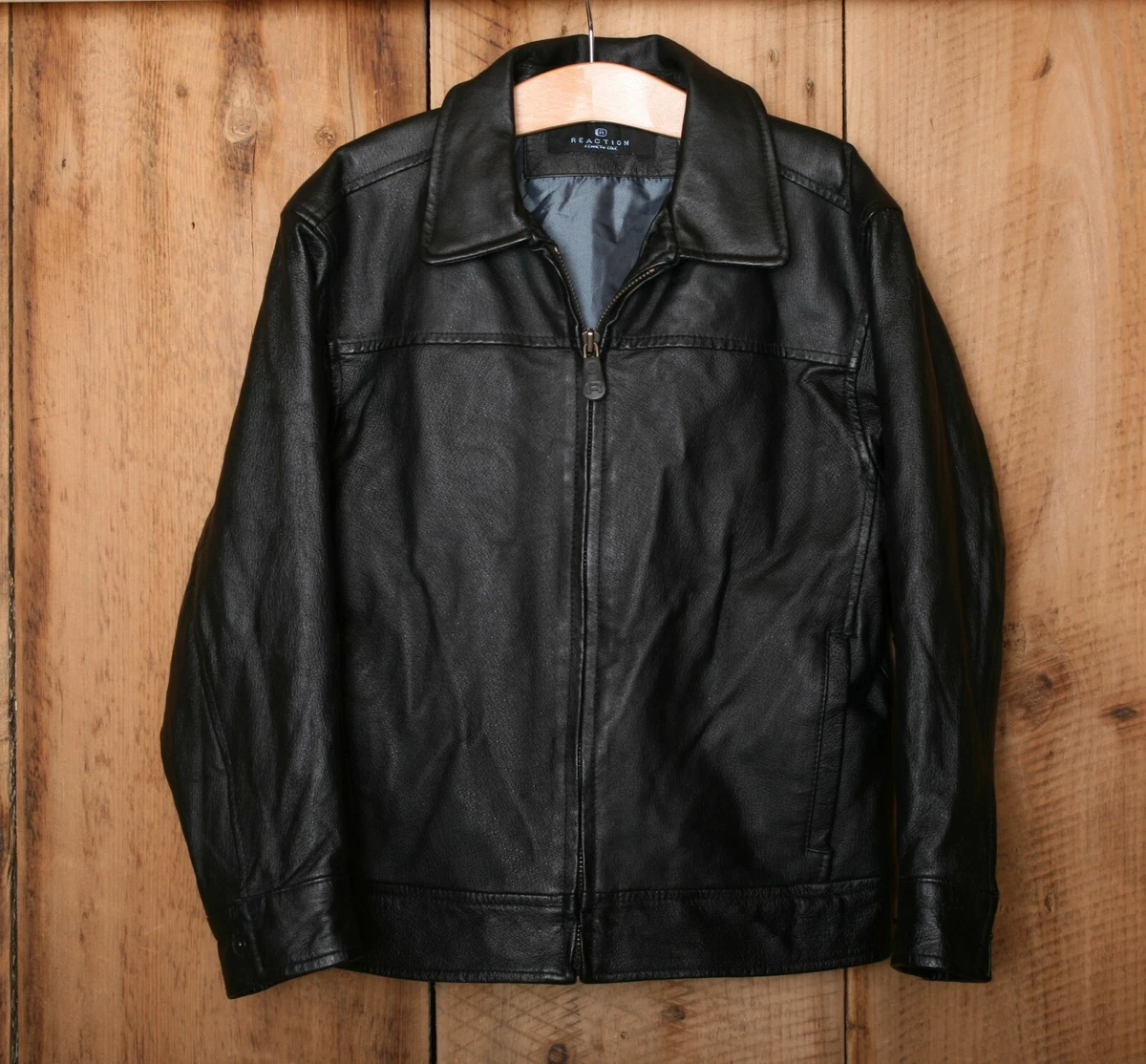 KENNETH COLE Reaction Lightly Insulated Black Leather Jacket Kids Sz. 7