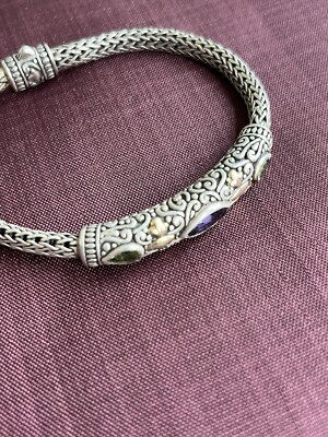 BJC Samuel Benham Sterlingsilber 18K Armband Peridot Amethyst Weizen Kette