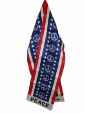 USA Stars & Peace Symbols Lightweight Flag Printed Knitted Style Scarf 8"x60"