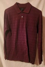 Mens Medium Long Sleeve Van Heusen Pullover 2 Button Solid Plaid Shir