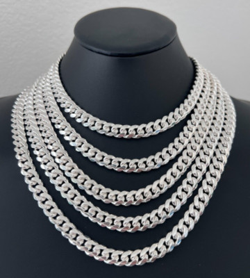 10 mm ECHT 925 massiv Miami Cuban Sterlingsilber schwere Kette Halskette Armband