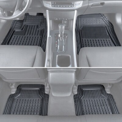 4pc Set Motor Trend Car Floor Mats All Weather Rubber Semi Custom Fit Heavy Duty