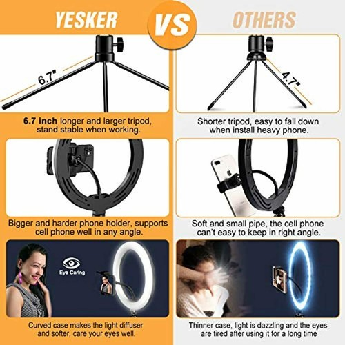 Ring Light 10" with Desk Tripod Stand Phone Holder Desktop Ringlight 3 Light Mod - Picture 4 of 7