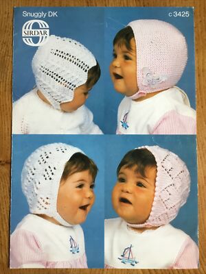 SIRDAR 3425 Babys DK Hauben VINTAGE Strickanleitung