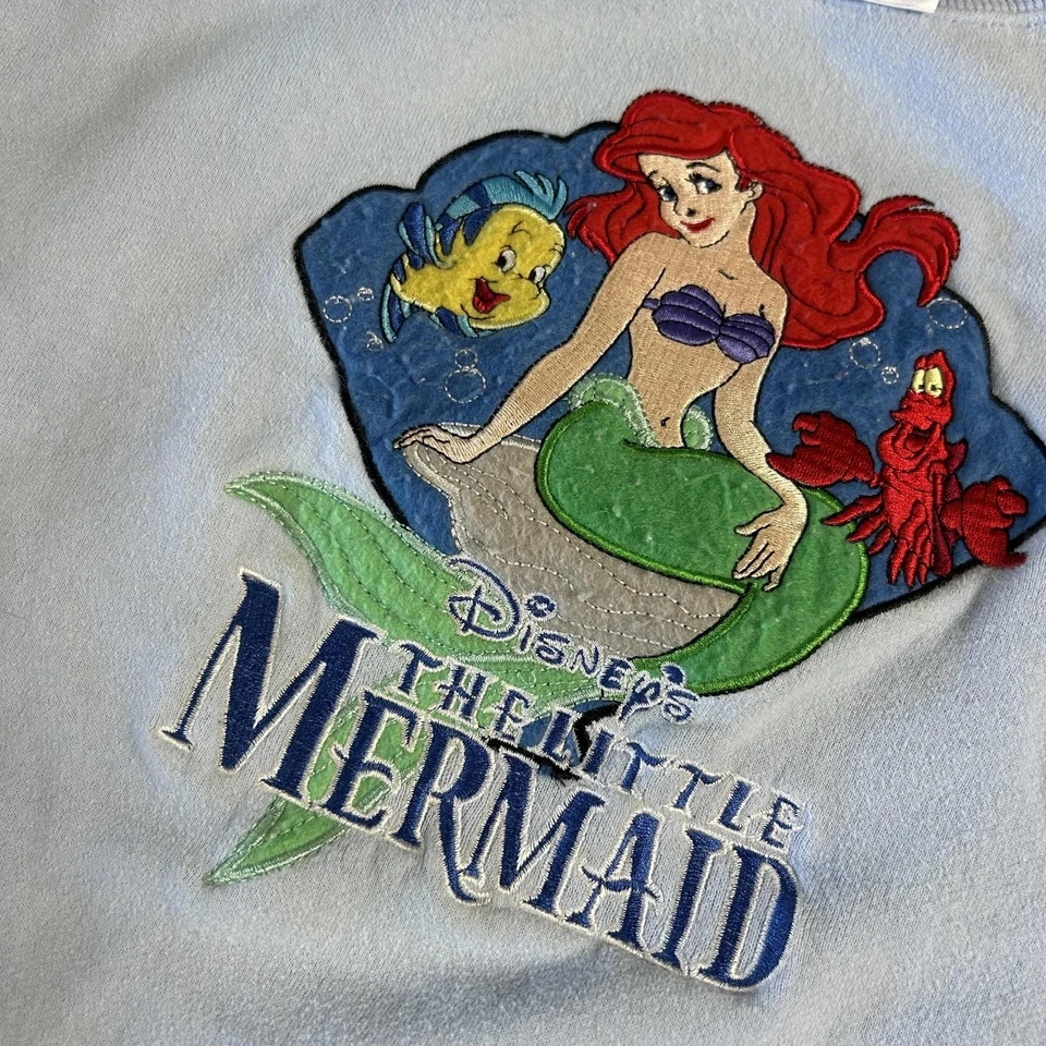 Sudadera Disney Sirenita Niñas Grande 10/12 Azul Ariel Flounder Sebastian Foto 2 de 4