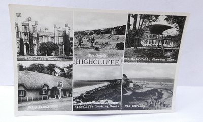 Highcliffe Multi View Postkarte Foto 1900er Küste Schloss Strand Wasserfall Szenen