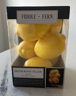 Fiddle + Fern LEMONS Decorative Vase Bowl Filler Unscented NIB (7) Lemons 4 L