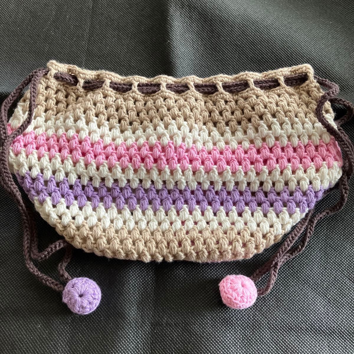 Drawstring bag cute mini hand knitted accessory c… - image 3