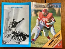 swansea dragons v london lasers 1986 First American Football programme & Ticket