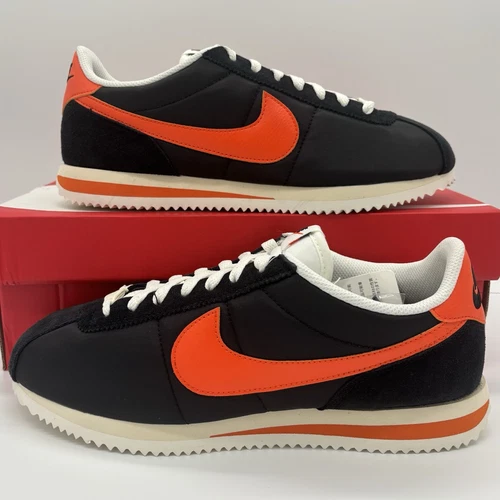 Nike Cortez TXT Black Sail Safety Orange Sneakers HF0263-003 Mens Size BRAND NEW