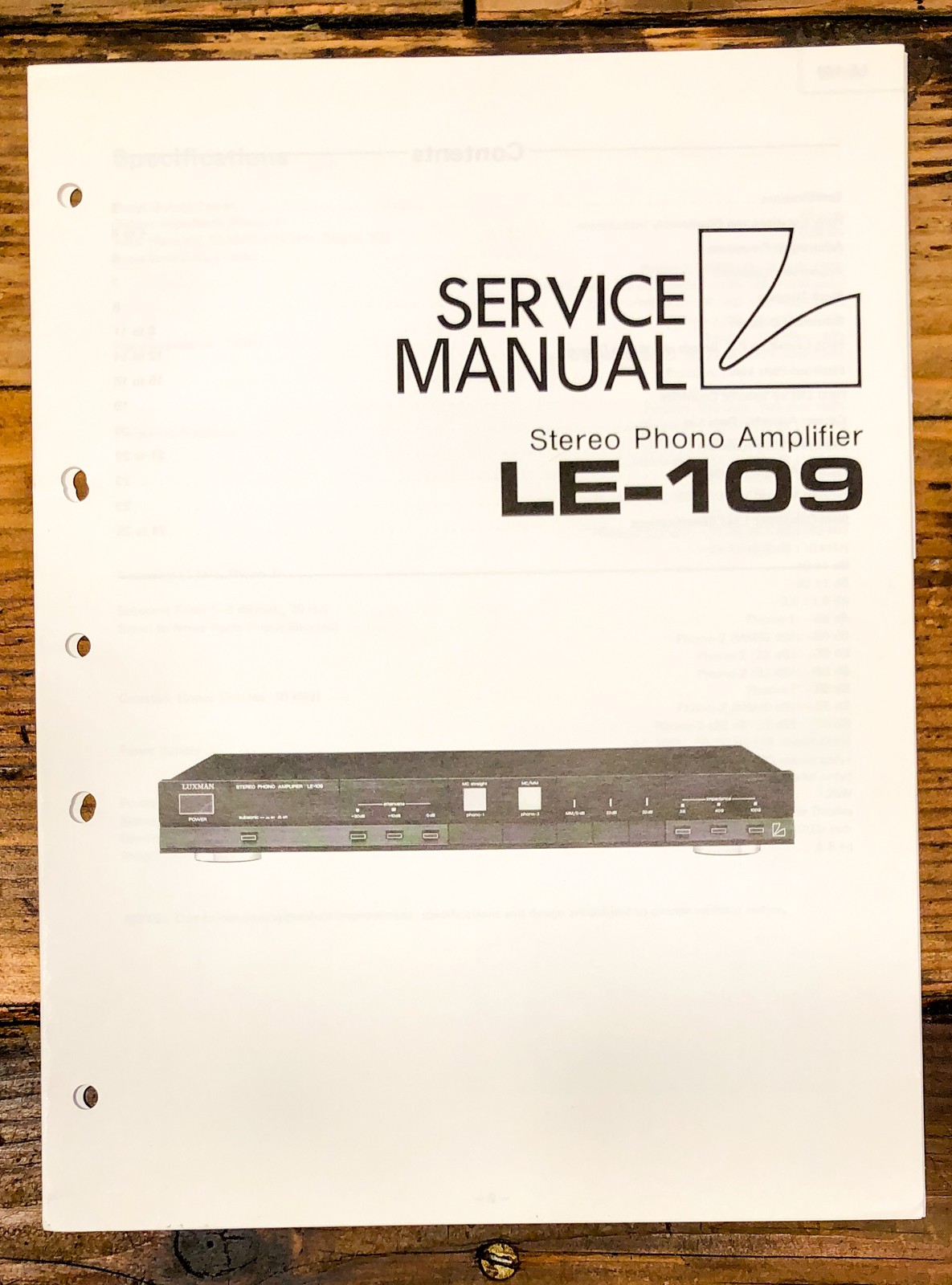 Luxman LE-109 Phono Amplifier Service Manual *Original*