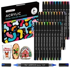 Acrylic Paint Markers 60 Colors 30 PCS Dual Tip Acrylic Markers for Adult Col...