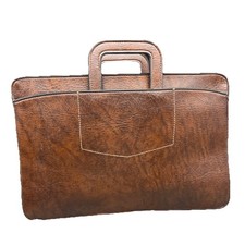 Vintage PEGASUS Brown Leather Briefcase Portfolio Laptop Case EUC Made In USA