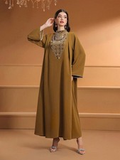 Vintage Abaya Women Muslim Long Maxi Dress Turkey Islamic Kaftan Robes Ramadan