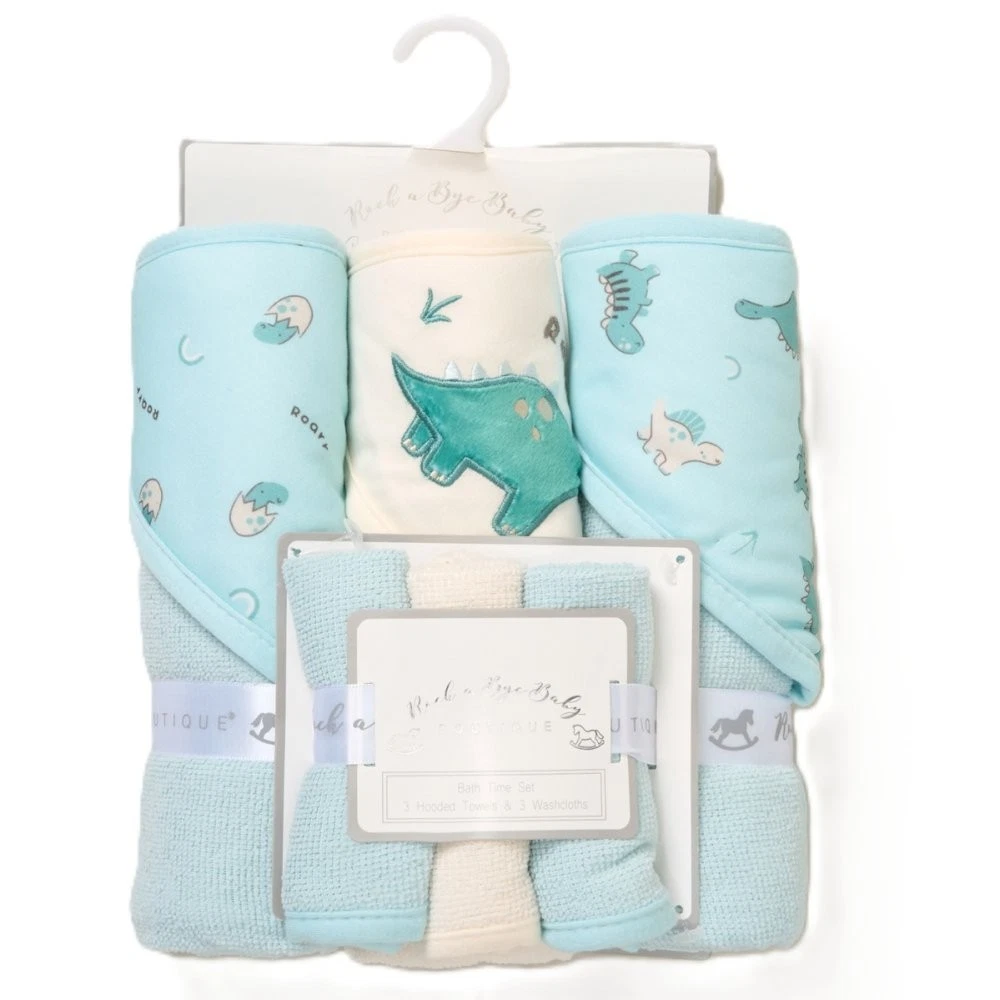 Baby Dinosaur 6 piece Bath Time Set | Hooded Towels & Washcloths | Newborn Baby
Opens in a new windo